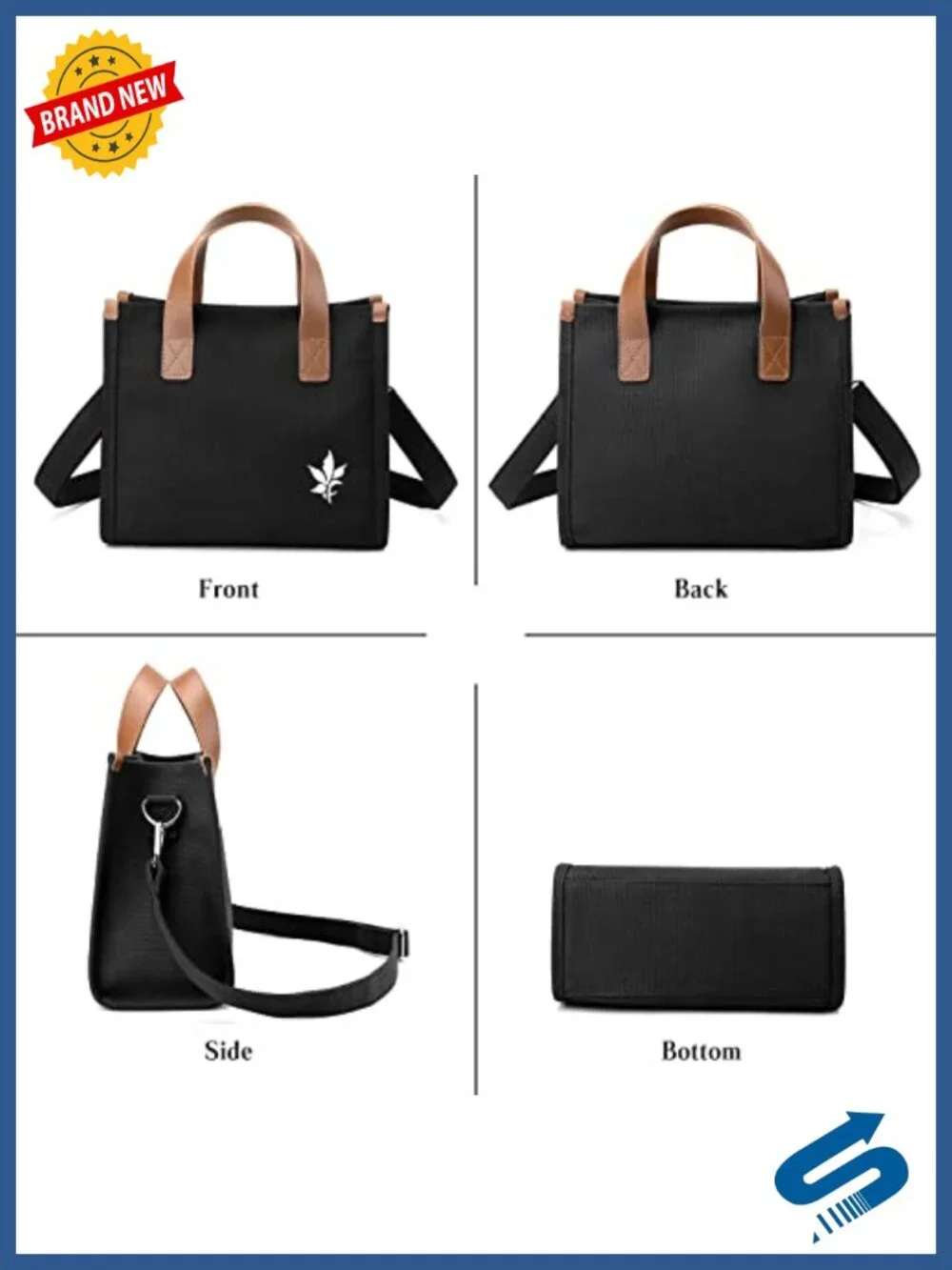 Canvas Shoulder Bag Crossbody Tote with Top Handle - Adjustable Strap